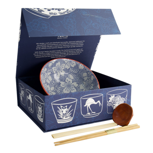 TDS, Ramen Bowl in Gift Box, Mixed Bowls Sakura, 3pcs, Ø 19.7x7cm 1000ml, Item No. 22540