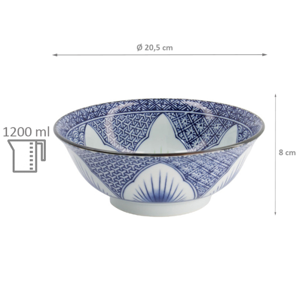 TDS, Ramen Bowl Giftset, Lily Flower, 2-piece set, Red/Blue, Ø 20.5 x 8cm 1200ml, Itm No. 22645