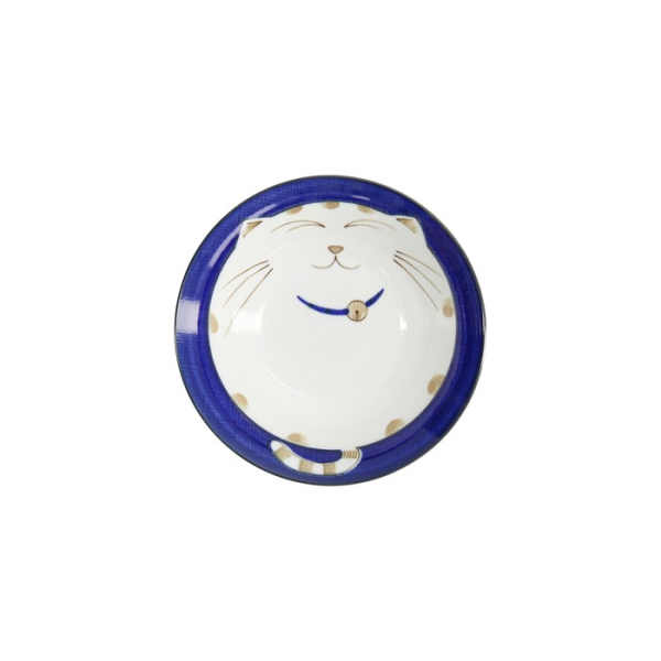 Rice Bowl Kawaii Cat Neko Blue, Porcelain, Ø 16.5 cm, 450 ml, Item No. 2471