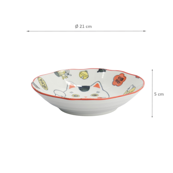 TDS, Pasta Teller, Kawaii Lucky Cat Neko, Rot, Ø 21x5cm, Art.-Nr. 33013