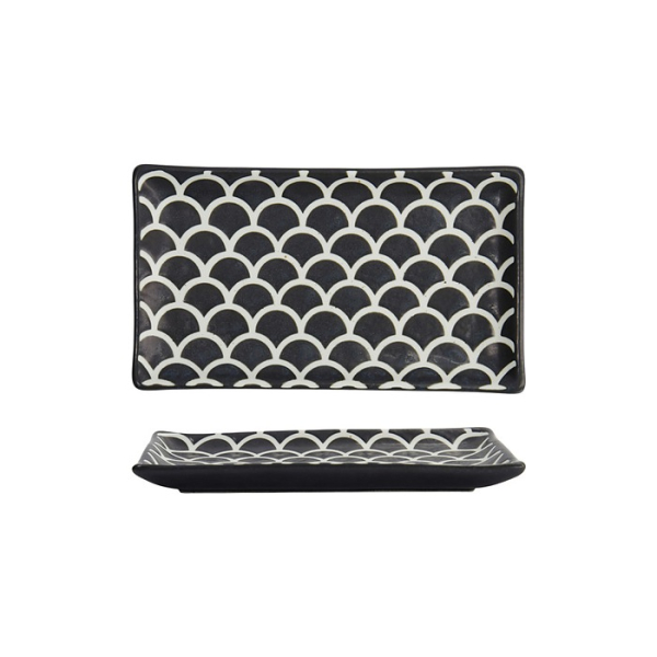 Tokyo Design Studio Sushi-Platte Onyx Noir Mermaid Schwarz, Porzellan, 22 × 13 × 2 cm