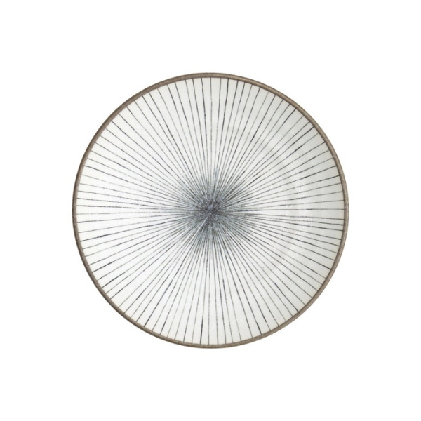 Deep Plate Satomaki Tokusa Brown/White, Porcelain, Ø 23 × 5 cm, Item No. 33179