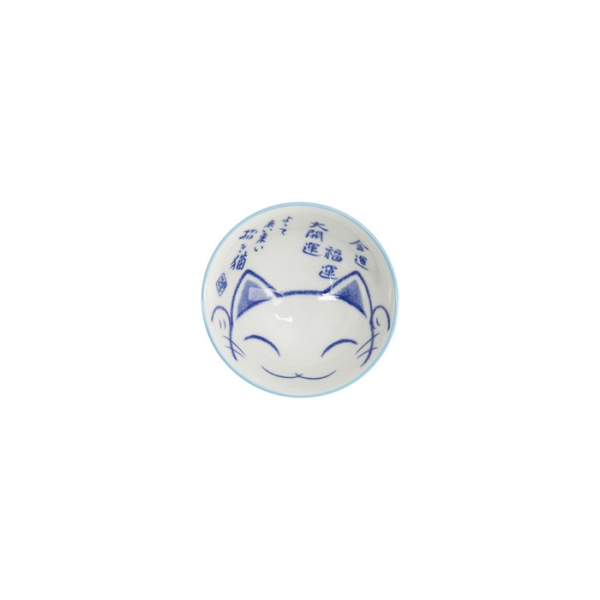 Rice Bowl Kawaii Lucky Cat Blue, Porcelain, Ø 11.5 × 6 cm, 300 ml, Item No. 33212