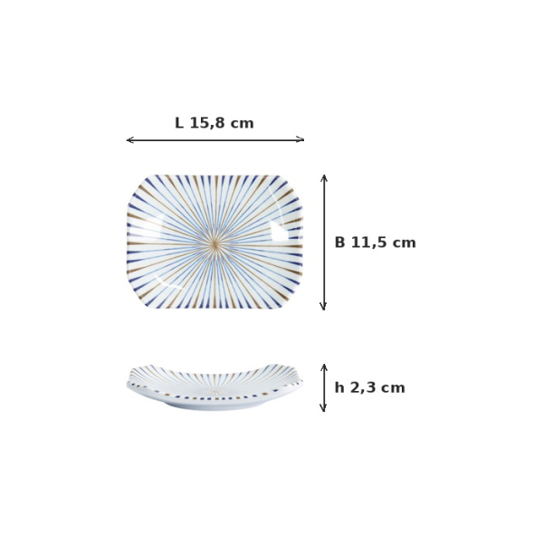 Sushi Plate Tokusa White, Melamine, 15.8 × 11.5 × 2.3 cm, Item No. 33276