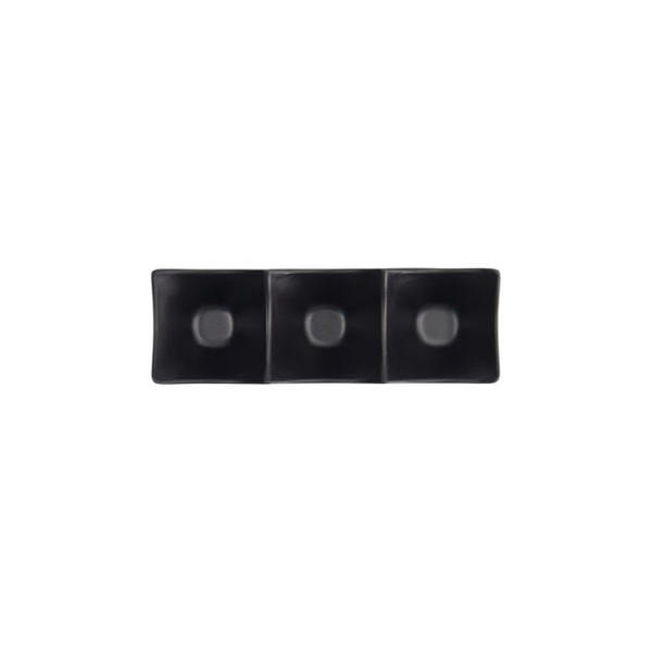 Sauce Dish with 3 Compartments Iwate Black, Melamine, 18.7 × 6.2 × 4.4 cm, 114 ml, Item No. 33287