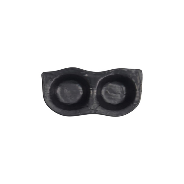 Sauce Dish with 2 Compartments Iwate Black, Melamine, 19.2 × 9.4 × 3.6 cm, 110 ml, Item No. 33288