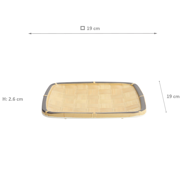 TDS, Square Plate, Bamboo, 19x19x2.6cm, Item No. 33291