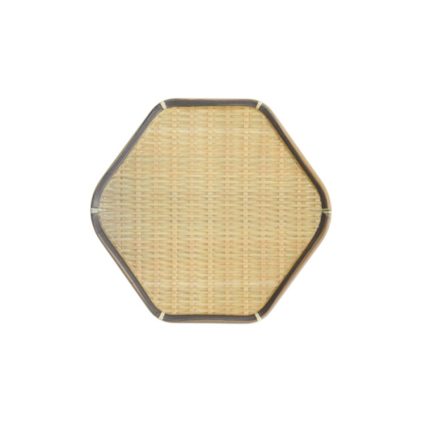 Sechseckiger Teller, Bambus, 20 × 18,9 × 2,5 cm, Art.-Nr. 33292