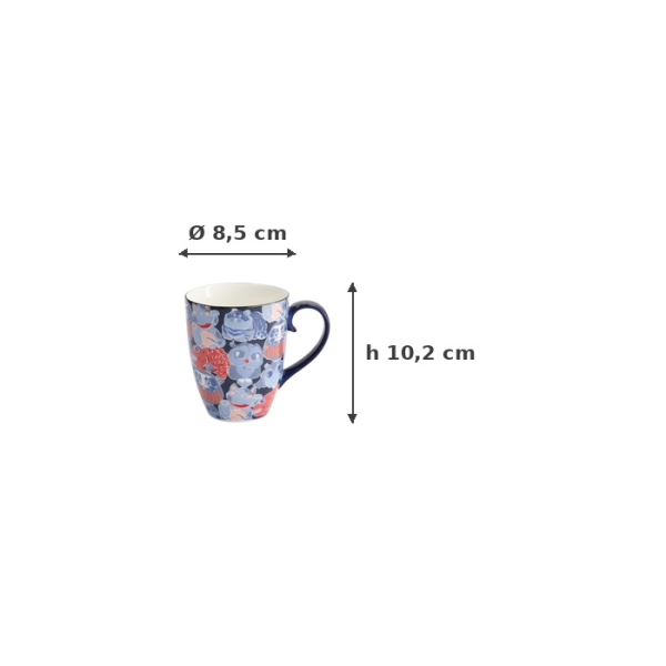 Tasse Kawaii Lucky Cat Daruma Blau in Geschenkbox, Porzellan, Ø 8,5 × 10,2 cm, 380 ml, Art.-Nr. 33355