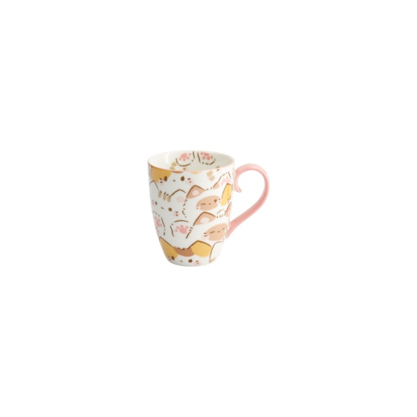 Tasse Kawaii Maneko Cat Gelb/Weiß, Porzellan, Ø 8,5 × 10,2 cm, 380 ml, Art.-Nr. 33357