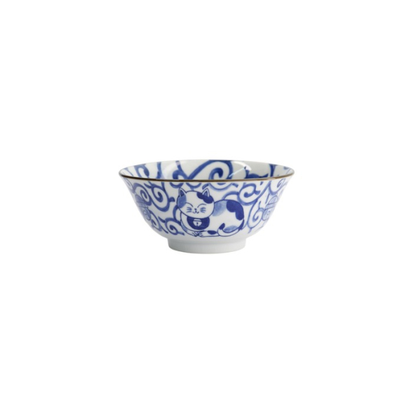 Tayo-Schale Kawaii Cat Neko Blau (Blau/Weiß), Porzellan, Ø 14,9 × 6,7 cm, 500 ml, Art.-Nr. 33414