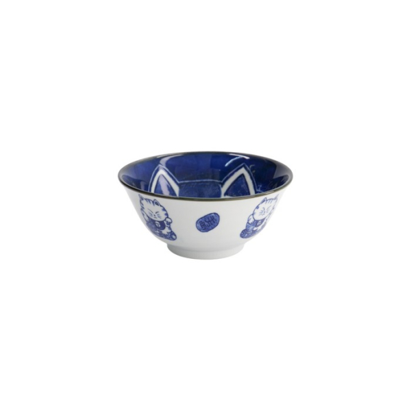 Tayo-Schale Kawaii Cat Neko Blau (Blau/Weiß), Porzellan, Ø 14,9 × 6,7 cm, 500 ml, Art.-Nr. 33415