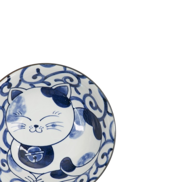 Ramenschale Kawaii Cat Neko Blau (Blau/Weiß), Porzellan, Ø 19,7 × 7,5 cm, 1 l, Art.-Nr. 33418