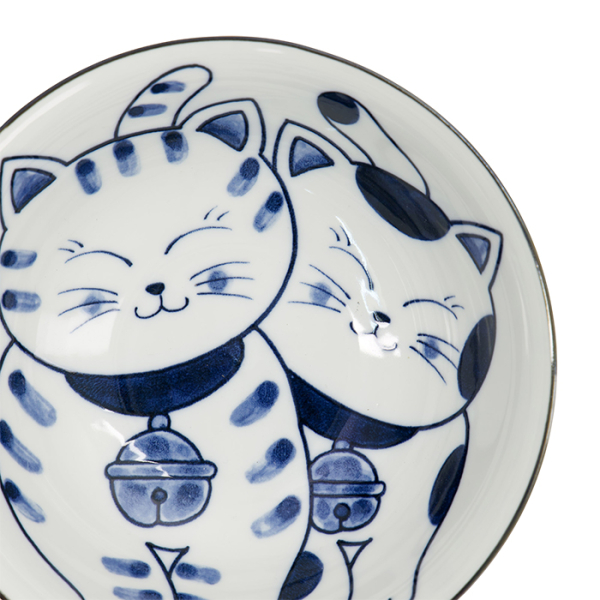 TDS, Ramen Bowl, Kawaii Cat Neko, Blue, Ø 19.7x7.5cm 1000ml, Item No. 33420