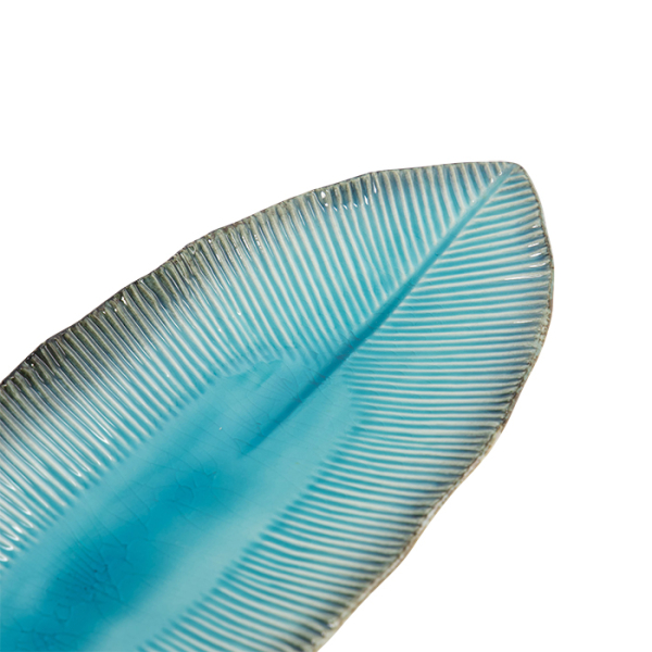 TDS, Oblong Plate, Yamasaku, Blue, 33x13.5x2.5cm, Item No. 33428
