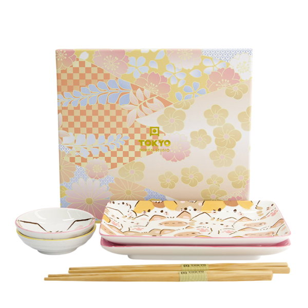 4 mit Essstäbchen Kawaii Maiko Sushi Teller Geschenkset bei g-HoReCa (Bild 1 von 6)