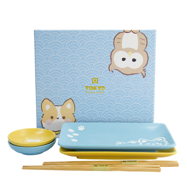 4 mit Essstäbchen Kawaii Maiko Sushi Teller Geschenkset bei g-HoReCa (Bild 1 von 6)