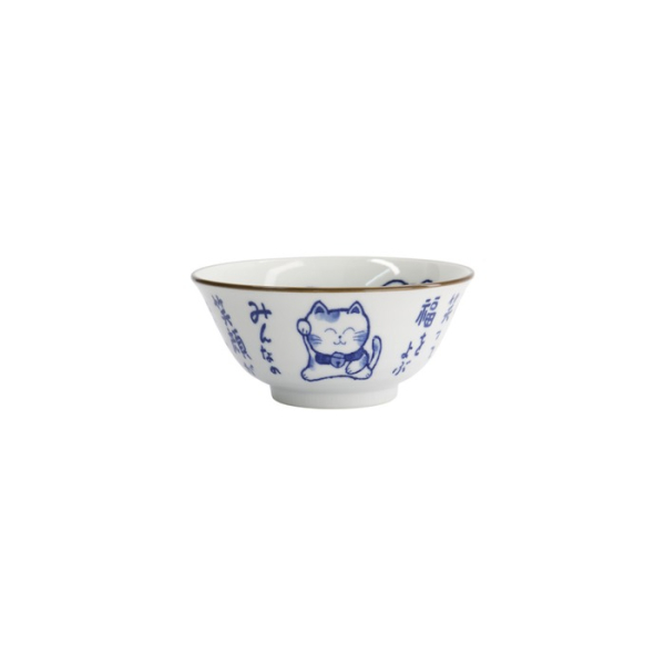 Tayo-Schale Kawaii Cat Neko Blau (Blau/Weiß), Porzellan, Ø 14,9 × 6,7 cm, 500 ml, Art.-Nr. 33484