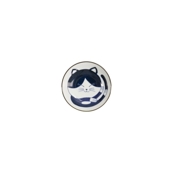 Schale Kawaii Cat Neko Blau/Weiß, Porzellan, Ø 10,2 × 2,5 cm, Art.-Nr. 33496