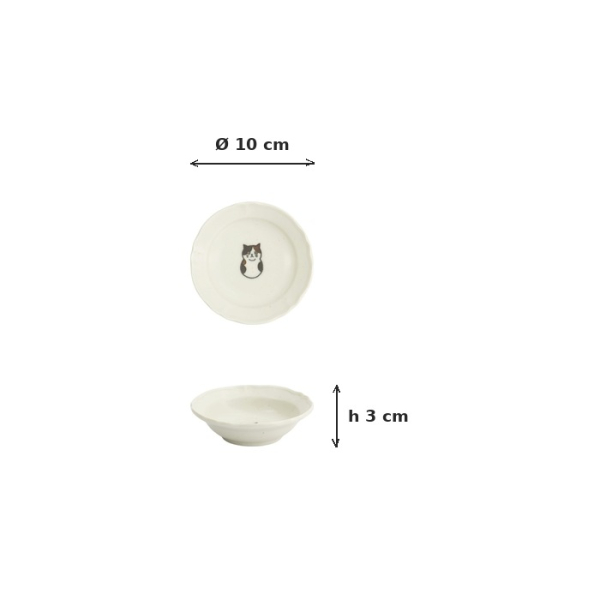 Sauce Bowl Kawaii Cat White, Porcelain, Ø 10 × 3 cm, Item No. 33536