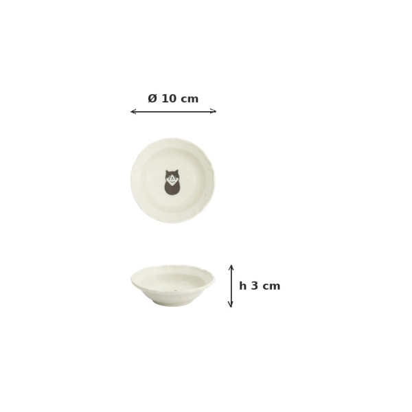 Sauce Bowl Kawaii Cat Hachiware White, Porcelain, Ø 10 × 3 cm, Item No. 33538