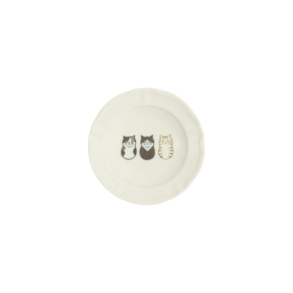 Teller Kawaii Cat Weiß/Braun, Porzellan, Ø 14 × 2,5 cm, Art.-Nr. 33541