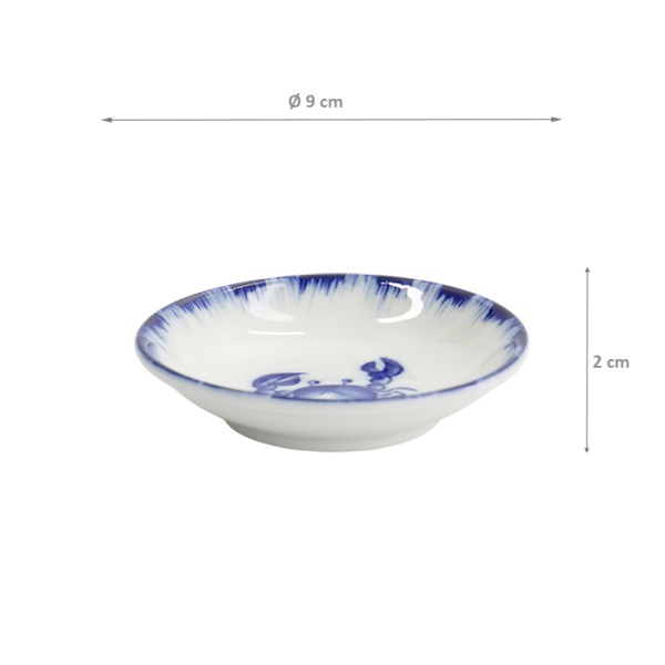 TDS, Sauce Bowl, Crab, Blue/White, Ø 9x2cm - Item No. 33558