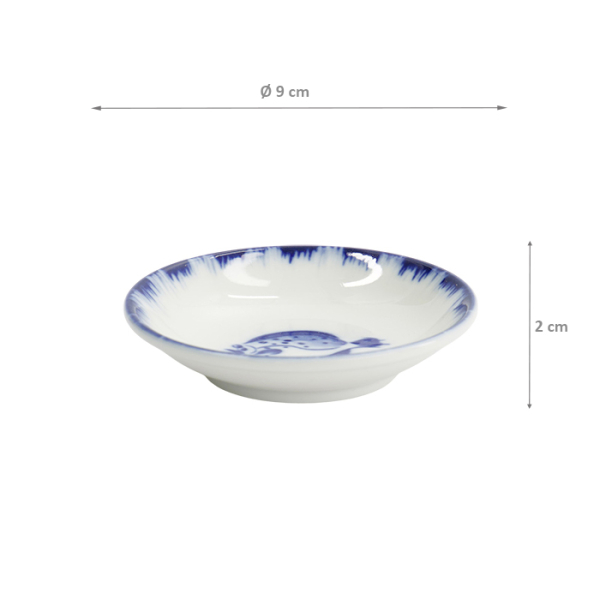 TDS, Sauce Bowl, Flounder, Blue/White, Ø 9x2cm - Item No. 33561
