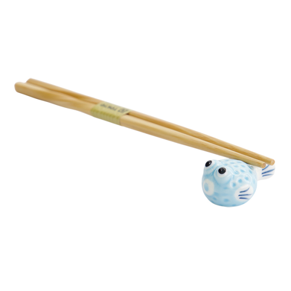 Chopstick Rest Blowfish Light Blue, Porcelain, Item No. 33566