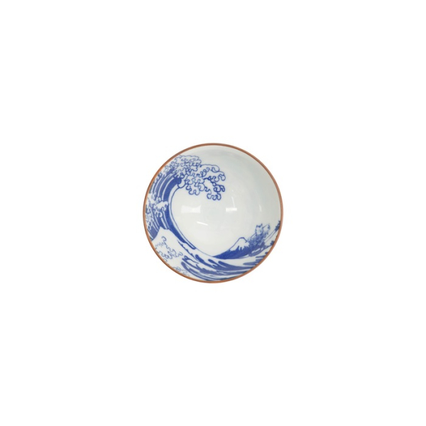 Rice Bowl Kawaii Wave Cat Blue/Red, Porcelain, Ø 11.5 × 6 cm, 300 ml, Item No. 33597