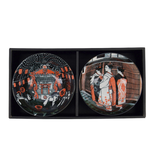TDS, Tayo Bowl Gift-Set, Asakusa, 2-piece set w/chopsticks, Ø 14.8x7cm 550ml, Item No. 33606