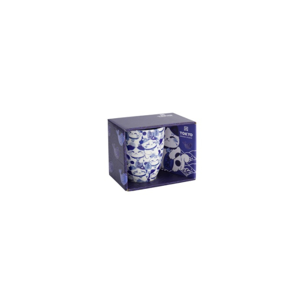 Tokyo Design Studio Tasse Kawaii Blue Maneko Blau in Geschenkbox, Porzellan, Ø 8,5 × 10,2 cm, 380 ml