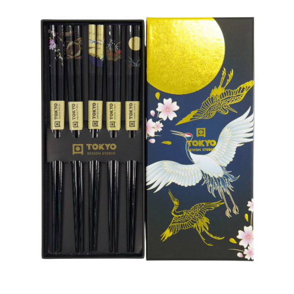TDS, Chopstick Set, Crane, 5 pair, Item No. 33618