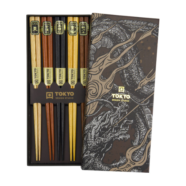 Chopstick Set,5 Black Stripe DJ at g-HoReCa