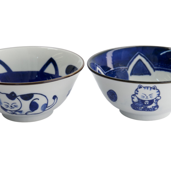 TDS, Tayo Bowl Set, Kawaii Cat Giftset 2pcs w/chopsticks, Ø 14.9x6.7cm 500ml, Item No. 33692