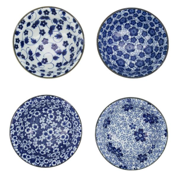 TDS, Tayo Bowl Giftset, 4-piece set, Mixed Bowls, Blue/White, Ø 15x7cm 500ml, Item No. 33747