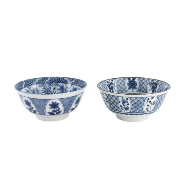 TDS, Tayo Schale Geschenkset, 2 Stk m/Essstäbchen, Mixed Bowls, Blau/Weiß, Ø 15x7cm 500ml , Art.-Nr. 33751