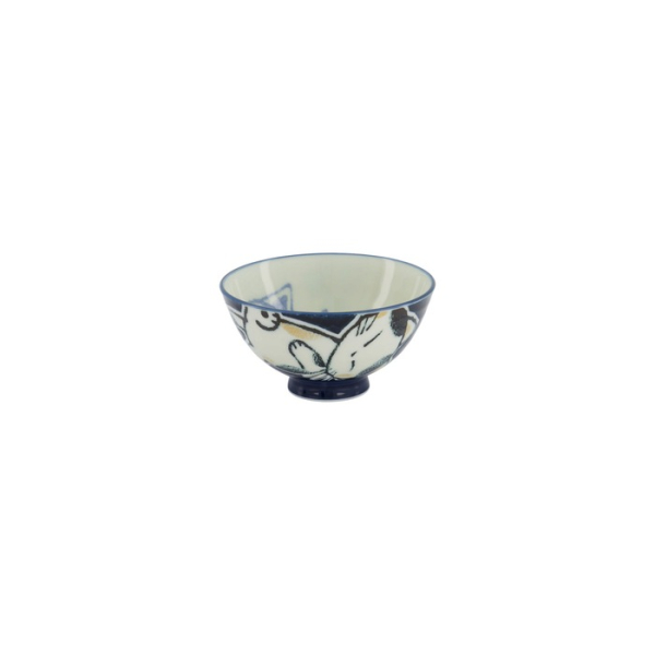Rice Bowl Kawaii Sleeping Cat Blue, Porcelain, Ø 11.5 × 6 cm, 300 ml, Item No. 33764