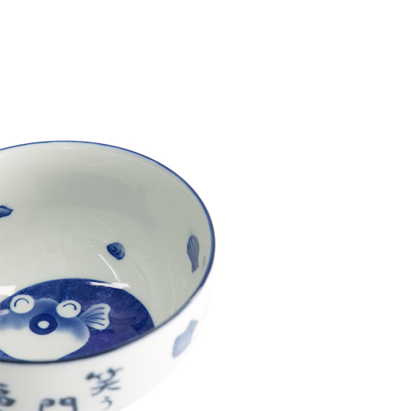 TDS, Bowl, Kawaii, Blowfish Okonomi, Blue/White, Ø 13x7.2cm 500ml - Item No. 33850