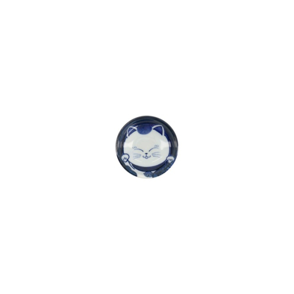 Sauce Bowl Kawaii Cat Neko White/Blue, Porcelain, Ø 7.5 × 3 cm, Item No. 33853