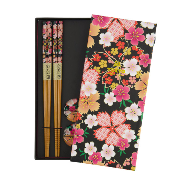 Red & Blue Flower Chopstick Set at g-HoReCa