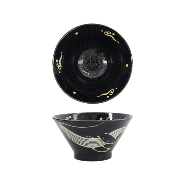 Tokyo Design Studio Reisschale Kawaii Black Whale, Porzellan, Ø 16 × 8,5 cm