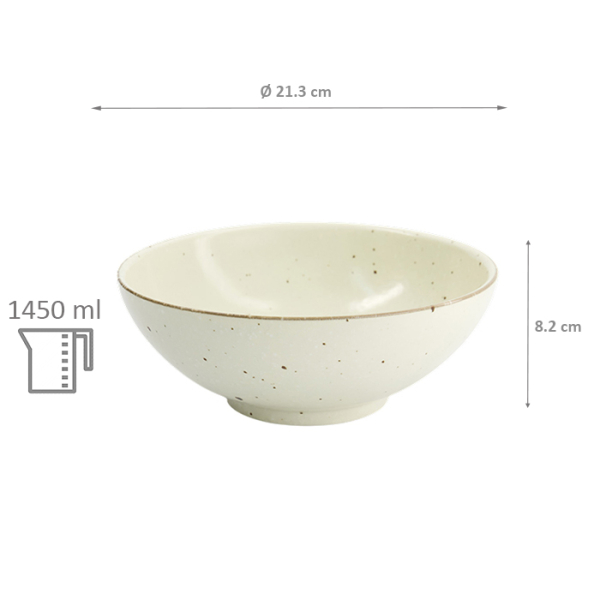 TDS, Ramen Bowl, Shirogesho, Ø 21.3x8.2 cm, 1450ml, Beige, Item No. 33963