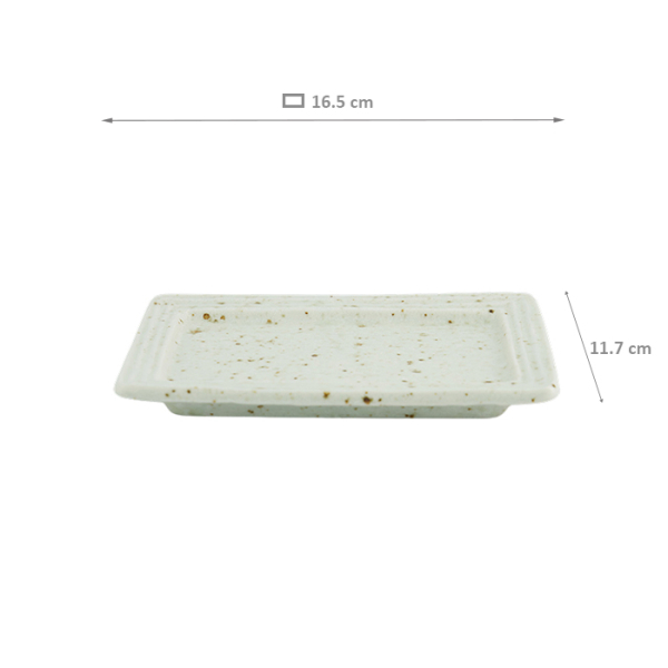 TDS, Rectangular Plate, Teppun Konahiki, White, 16.5x11.7cm, Item No. 33966