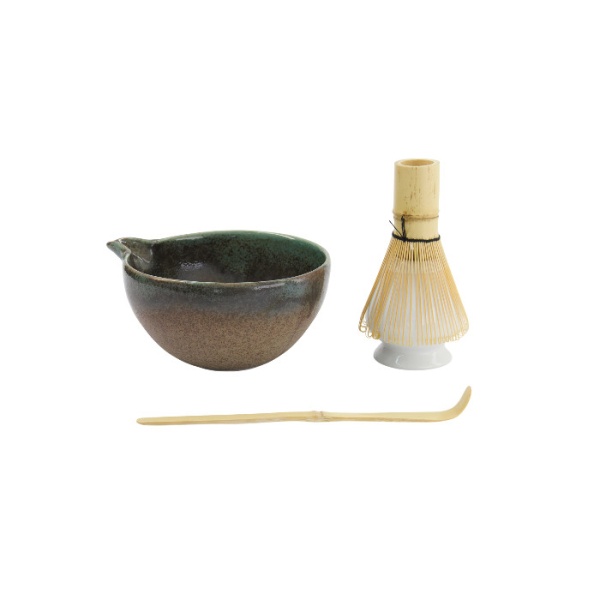 TDS, Matcha Schale Geschenkset, 4-tlg., 14,5 x 6,5 cm, Hisui Green, Art.-Nr. 34081