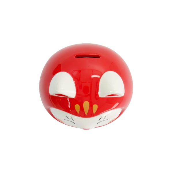 TDS, Lucky Cat, Daruma Coin Bank, Red, 14 cm - Item No. 34127