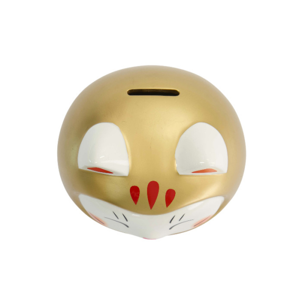 TDS, Lucky Cat, Daruma Coin Bank, Gold, 14 cm - Item No. 34128