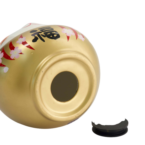 TDS, Lucky Cat, Daruma Coin Bank, Gold, 14 cm - Item No. 34128