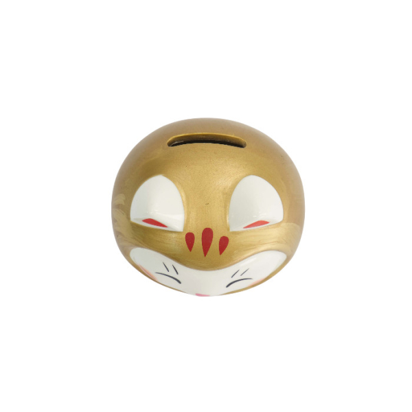 TDS, Lucky Cat, Daruma Coin Bank, Gold, 9.5 cm - Item No. 34130