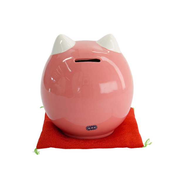 TDS, Lucky Cat, Daruma Coin Bank, Pink, 14 cm - Item No. 34133